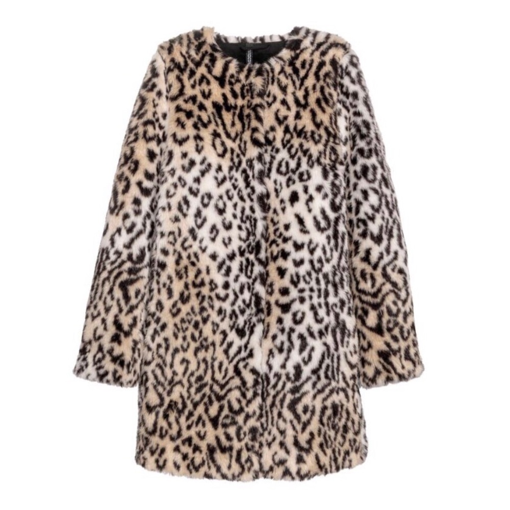 H&M Faux Fur Leopard Print Coat